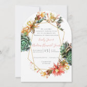 Invitation Cactus de désert géométrique doré (Devant)