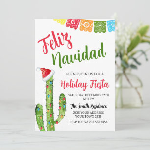 Invitation Cactus de Feliz Navidad Fête de Noël