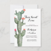 Invitation Cactus de la fête de fiançailles vertes succulente (Devant)