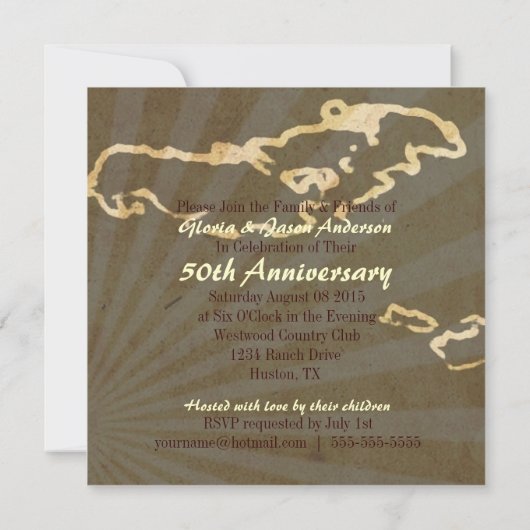 Invitation cactus de pays occidental 50e anniversaire de mari (Dos)
