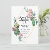 Invitation Cactus de Quinceanera 15e anniversaire géométrique (Debout devant)