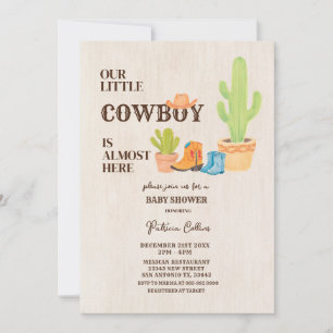 Invitation Cactus Démarre Notre Petit Baby shower Rodéo Cowbo