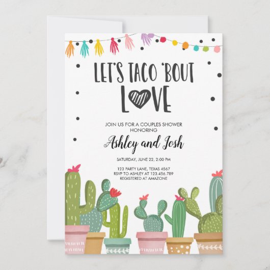 Invitation Cactus d'invitation de douche de couples de fiesta (Devant)