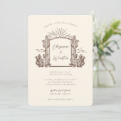 Invitation Cactus du désert Mariage de monogramme occidental (Debout devant)
