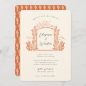 Invitation Cactus du désert Mariage de monogramme occidental (Devant / Derrière)
