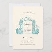 Invitation Cactus du désert Monogramme de l'ouest Enregistrer (Devant)