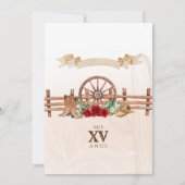 Invitation Cactus du désert Rose rouge Ouest Charro Quinceane (Dos)