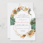 Invitation Cactus du désert Succulent Or Géométrique (Devant)