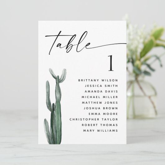 Invitation Cactus du désert | Tableau des sièges Mariages ver (Debout devant)