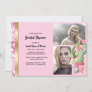 Invitation Cactus en or rose succulent deux couleurs photo gi