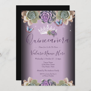 Invitation Cactus et papillon Elegant Quinceanera Invitatiati