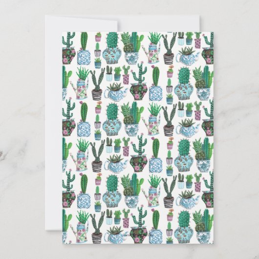 Invitation Cactus et points verts modernes | Douche Couples (Dos)