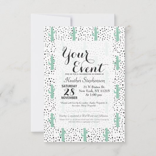 Invitation Cactus et triangles Abstraits artistiques modernes (Devant)