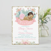 Invitation Cactus Ethnic Girl Fiesta Baby shower (Debout devant)