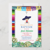 Invitation Cactus Fiesta Baptême pour garçon (Devant)