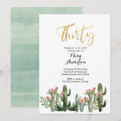 Invitation Cactus Fiesta Floral Trente-dixième anniversaire (Devant / Derrière)