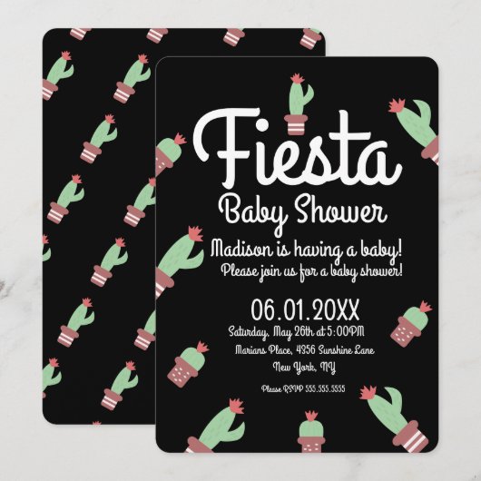 Invitation Cactus Fiesta Mix Répéter Baby Shower (Devant / Derrière)