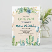 Invitation cactus fleurs bleues désert (Debout devant)