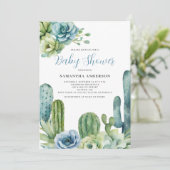 Invitation Cactus Floral Baby Shower (Debout devant)