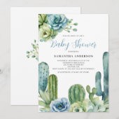 Invitation Cactus Floral Baby Shower (Devant / Derrière)