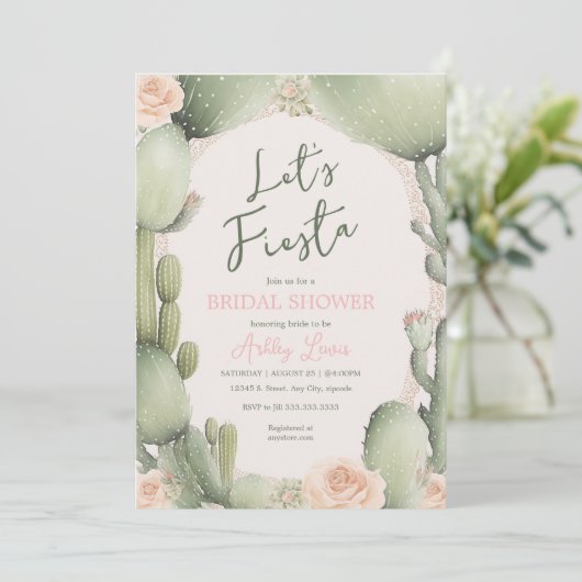 Invitation Cactus Floral Boho Désert Fiesta douche (Debout devant)