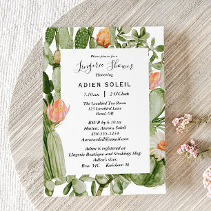Invitation Cactus Floral Desert Mariage Lingerie Douche