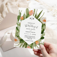 Cactus Floral Desert Monogram Mariage