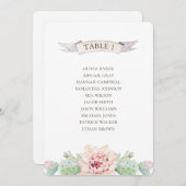 Invitation Cactus floral et succulent. Tableau de sièges mari (Devant / Derrière)