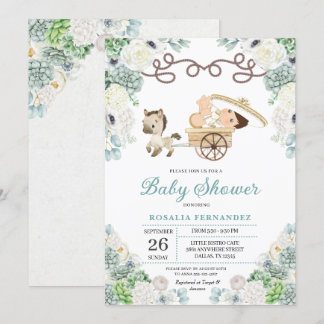 Invitation Cactus Floral Mexicain Baby Boy Charro Baby shower