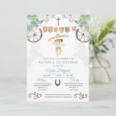 Invitation Cactus Floral Mexicain Baby Boy Charro Baptême (Debout devant)