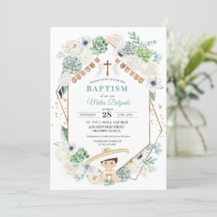 Invitation Cactus Floral Mexicain Baby Boy Charro Baptême