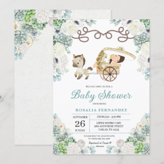 Invitation Cactus Floral Mexicaine Baby Girl Charra Baby show
