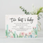 Invitation Cactus Floral Rose Taco Bout Un Baby shower Bébé (Debout devant)