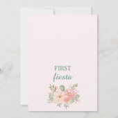 Invitation Cactus floral rose vert premier fête 1er anniversa (Dos)