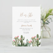 Invitation Cactus Floral Succulent Lui ou Elle Révélation de  (Debout devant)
