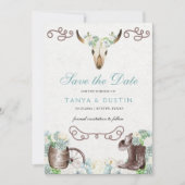 Invitation Cactus Floral Western Rustic Skull Enregistrer La  (Devant)