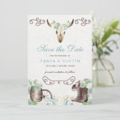 Invitation Cactus Floral Western Rustic Skull Enregistrer La (Debout devant)