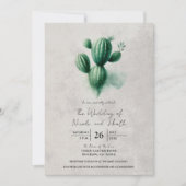 Invitation Cactus Gris Vert Aquarelle Mariage Sud-Ouest (Devant)