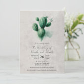 Invitation Cactus Gris Vert Aquarelle Mariage Sud-Ouest (Debout devant)