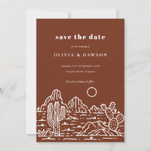 Invitation Cactus Line Art Desert Photo Enregistrer la date