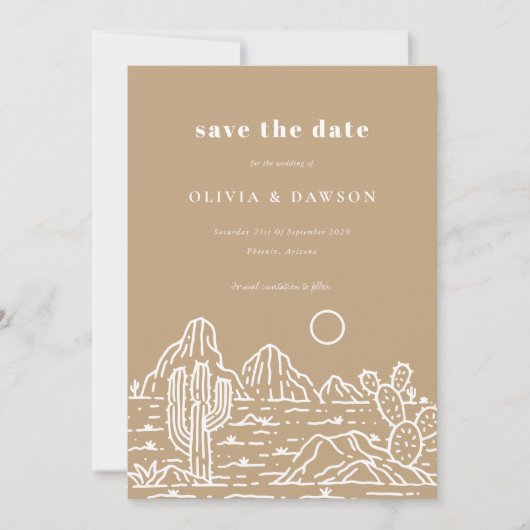 Invitation Cactus Line Art Desert Photo Save the Date Invita (Devant)