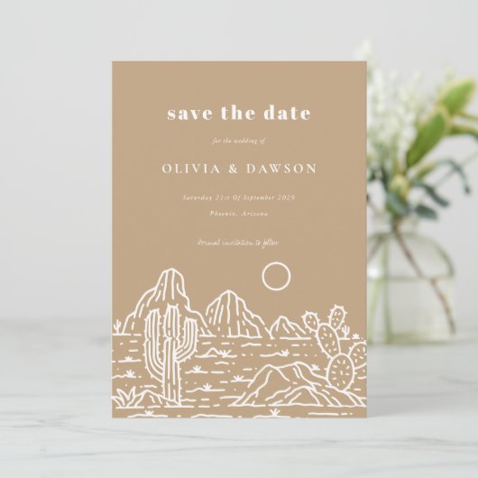 Invitation Cactus Line Art Desert Photo Save the Date Invita (Debout devant)