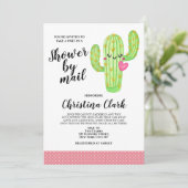 Invitation Cactus Love Girl Baby shower rose par mail (Debout devant)
