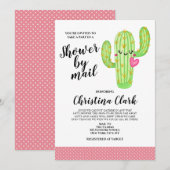 Invitation Cactus Love Girl Baby shower rose par mail (Devant / Derrière)