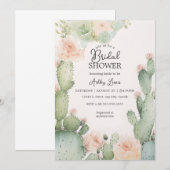 Invitation Cactus Mariage Fleurs Bohémiens Verdure (Devant / Derrière)