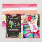 Invitation Cactus mexicain 1er Fête Anniversaire (Devant / Derrière)