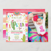 Invitation Cactus mexicain 1er Fête Anniversaire (Devant / Derrière)