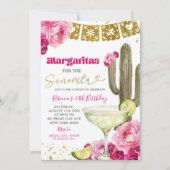 Invitation Cactus mexicain rose chaud Fiesta Margarita (Devant)