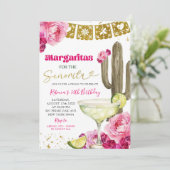 Invitation Cactus mexicain rose chaud Fiesta Margarita (Debout devant)