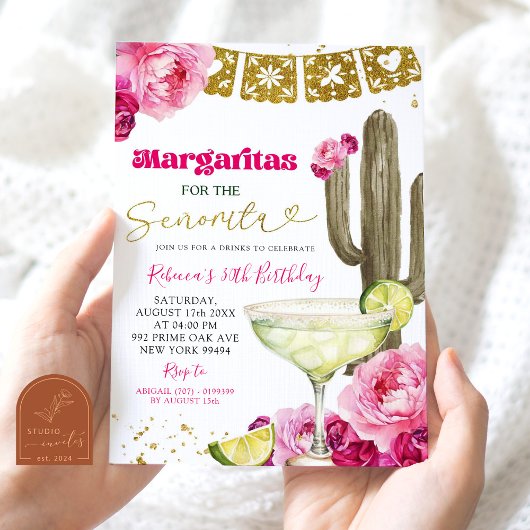 Invitation Cactus mexicain rose chaud Fiesta Margarita